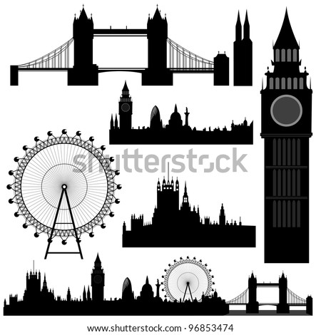 Vector illustration of the various landmarks of London