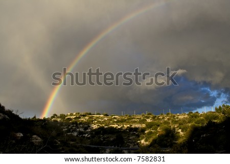 Suggestive Rainbow of winter landscape in sicilian hinterland