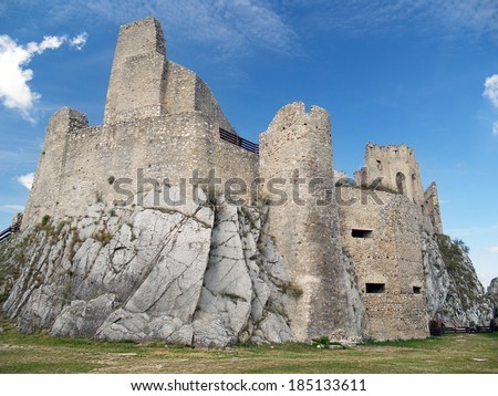Summer view of ruined castle of Beckov situated in Beckov village, located in western Slovakia. The castle of Beckov is opened to public and it is definitely worth the travel.