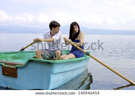 Uncapable woman making husband angry on boat
