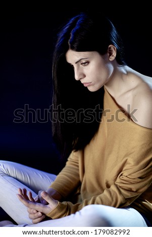 Gorgeous woman feeling depressed and lonely psychological trauma