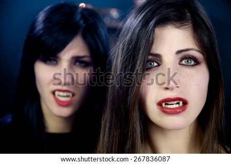 Sad and hungry female vampires