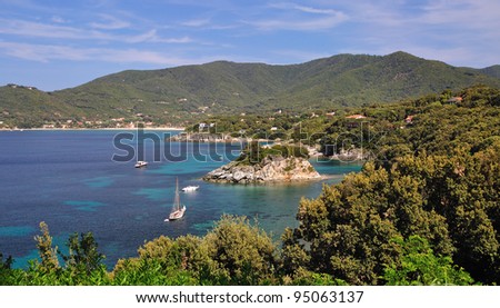 the bathing island of Paolina,Napoleons sister,in the beautiful Landscape on Elba Island,Tuscany,Italy