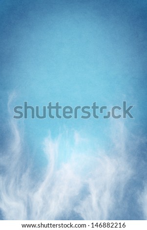 Tendrils of rising fog on a turquoise blue background.  Image displays a pleasing paper grain and texture at 100 percent.