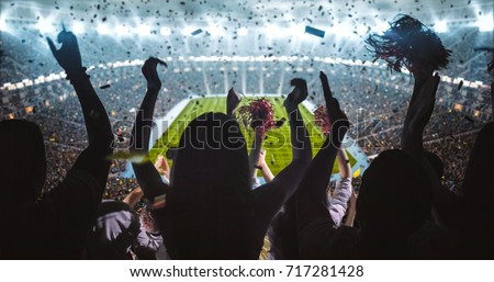 Similar – Image, Stock Photo Cheerful boy celebrating victory while playing video game