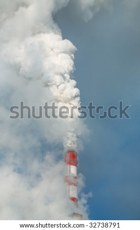 Chimney at the energy station in the winter
