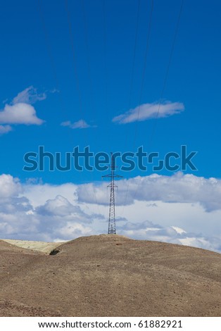 power line in the steppes and mountains