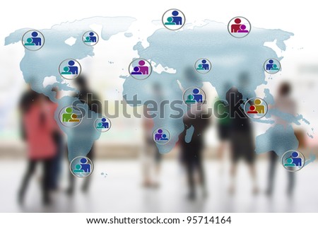 business people team with world map