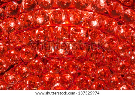Closeup of a ruby crystal pattern from a Chandelier