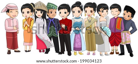 Group Of Southeast Asia Country People With Different Race And Culture ...