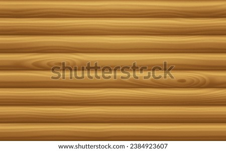 Wooden wall or floor background. Pattern of brown wood, timber boards or planks. Vintage wall texture, rustic log cabin interior, vector realistic illustration