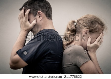 Portrait of unhappy couple not speaking after having dispute. Concept  of unhappiness family.