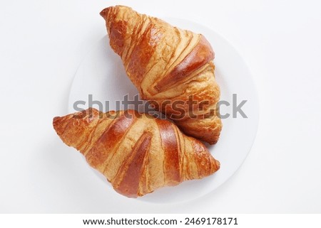 Similar – Foto Bild Teller mit leckeren Croissants, serviert mit Marmelade und Beeren, stehen auf dem Tisch