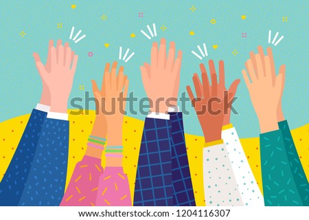 People applaud. Human hands clapping ovation. Flat design, business concept, vector illustration