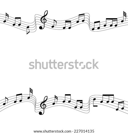 Flowing of two musical chords, square artboards. A vector illustration.