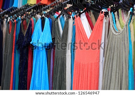 The summer dresses at greek market, Athens