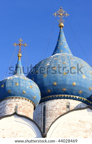 Cupola of the Nativity cathedral in Suzdal Kremlin, Russia. The Kremlin is the heart of Suzdal and the oldest part of it
