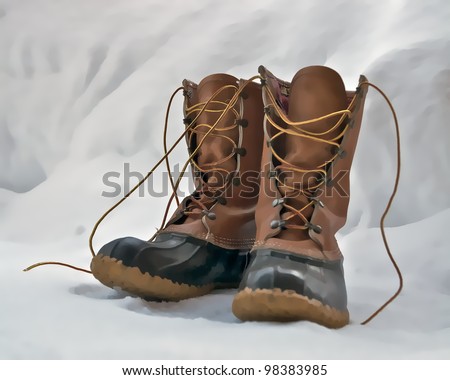 Winter Boots On Snow