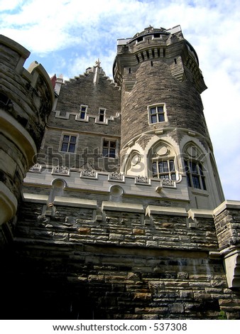 The castle tower. The East or Scottish Tower (back view) of the castle Casa Loma.