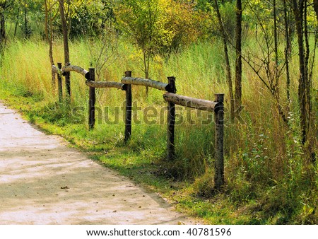 fence in wood, reserve, natural park in a province barcelona, spain, catalonia