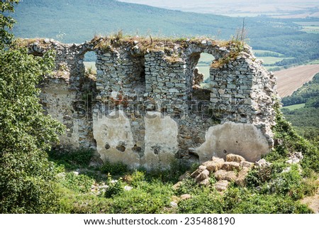 Ruins of the castle Gymes in Slovakia. Cultural heritage. Tourist destination.