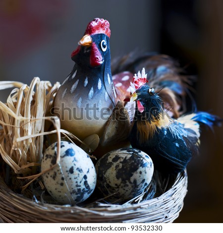Easter decoration of the chicken family