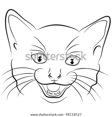 Angry Cat - Head On A White Background , Vector Illustration - 98118527 ...