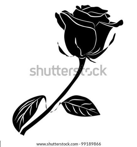 Black Rose Silhouette - Freehand On A White Background, Vector ...