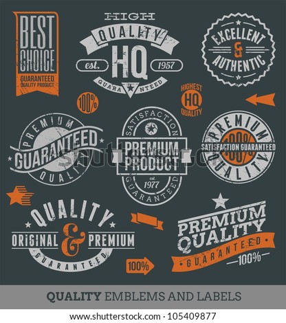 Quality and guaranteed - vector signs, emblems and labels