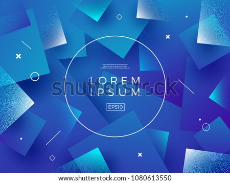 Abstract vector background. Composition with square shapes and round frame for text or message.