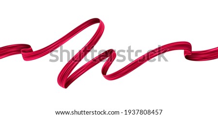 Red paint brush stroke ribbon. Сurly ribbon. Acrylic brush stroke. Vector illustration. Design element.