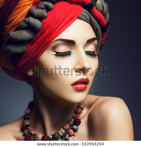 Beautiful lady with colored turban