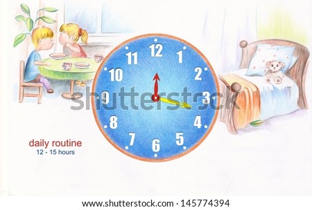daily routine for children with 12 to 15 o'clock in the afternoon Stock fotó © 