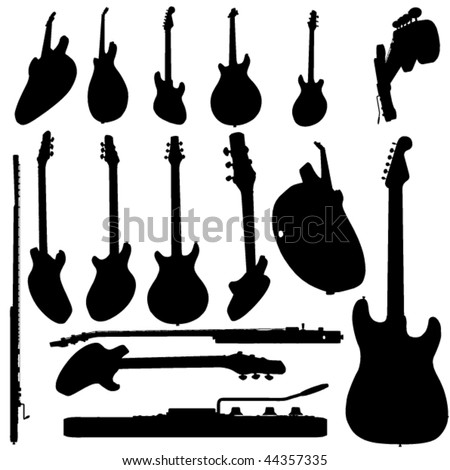 Electric Guitar Silhouette Set Stock Vector Illustration 44357335 ...