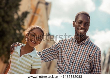 Similar – Image, Stock Photo Child kindly caresses his dog