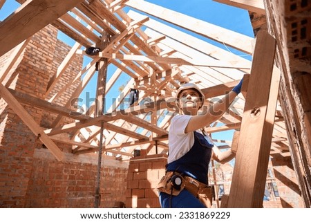 Similar – Image, Stock Photo Female artisan with frame standing in art workshop