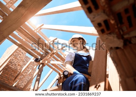 Similar – Image, Stock Photo Female artisan with frame standing in art workshop