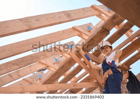 Similar – Image, Stock Photo Female artisan with frame standing in art workshop