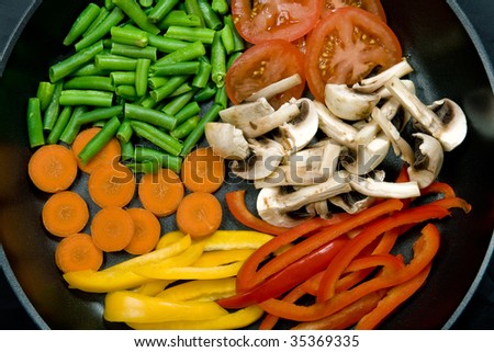 vegetables on the pan