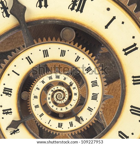 Infinity time with vintage clock. Digital generated