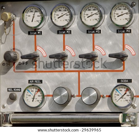 Gauge and dials on a fire truck