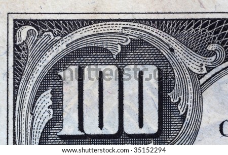 Old Hundred Dollar Bill Corner Macro Shot Stock Photo 35152294 ...