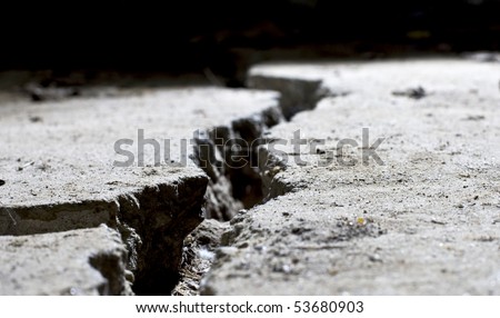 cracked road concrete close up