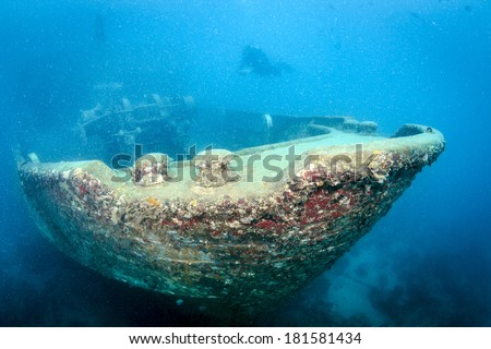 Atlantic Princes Shipwreck Underwater in the Caribbean Sea, Bayahibe, Dominican Republic.