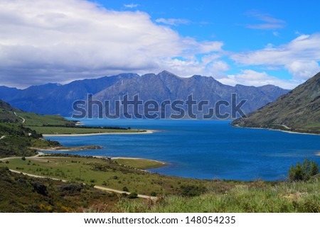 Beautiful lake Wanaka in Otago Region, South Island, New Zealand