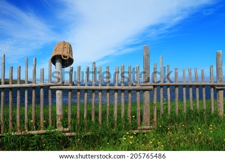 Wooden fence texture on the site of Viking settlement in in Newfoundland, Canada