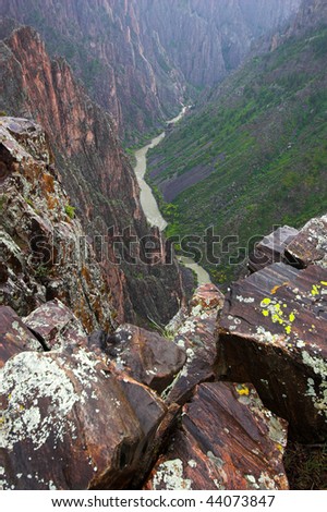 River winding through mountains in Black Canyon of Gunnison National park