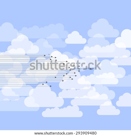 Model of Integration technology with cloud in the sky. Best ideas for Business presentation