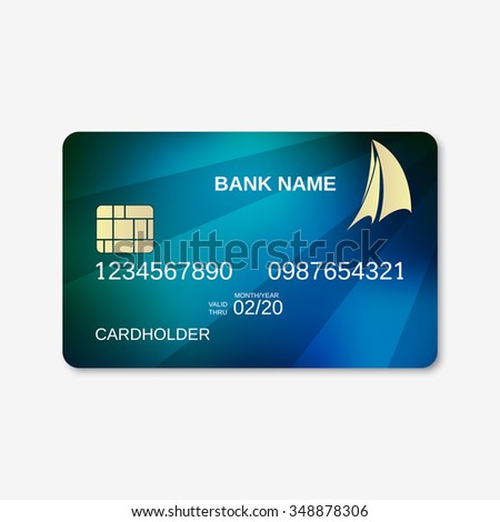 Bank Card, Credit Card Design Template. Abstract Blue Vector Background ...