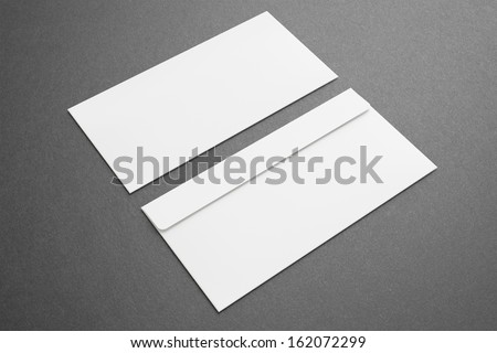 Blank envelopes on dark background. Front and back side.